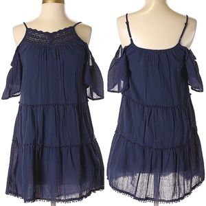 Sun & Shadow cold shoulder navy blue dress